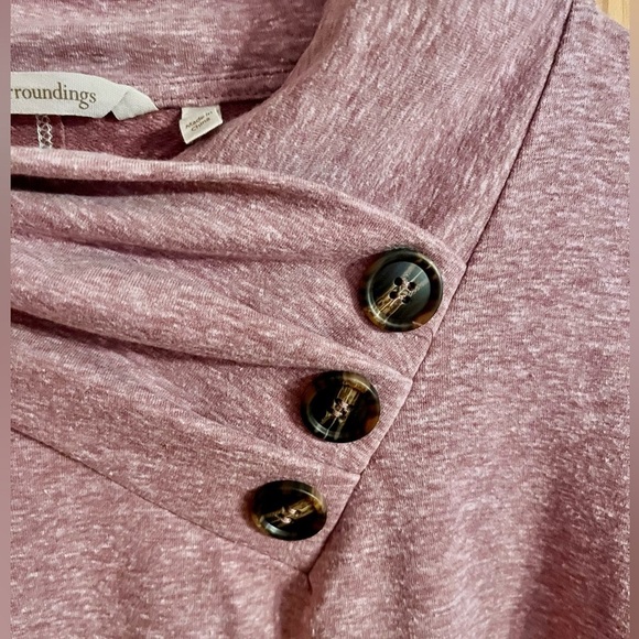 Soft Surroundings Pink Cowl Neck Sweater Buttons Popover Size PM Loose Comfort - Picture 4 of 12